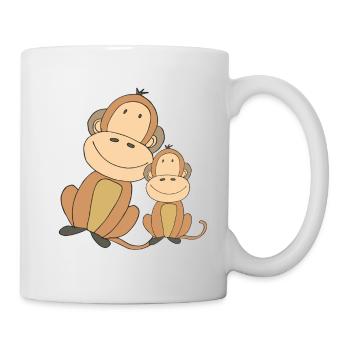 affe mit kind - Tasse - Weiß - Rechts