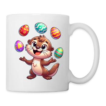 Oster Otter Jongliert Ostereier, - Tasse - Weiß - Rechts