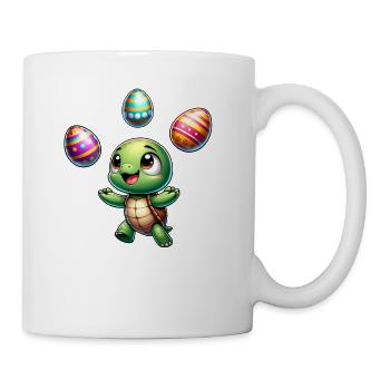 Turtle juggling easter eggs, artistic darst - Mug - white - Right