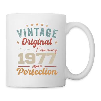 Geboren im Februar 1977 vintage 1977 Geburtstag - Tasse - Weiß - Rechts