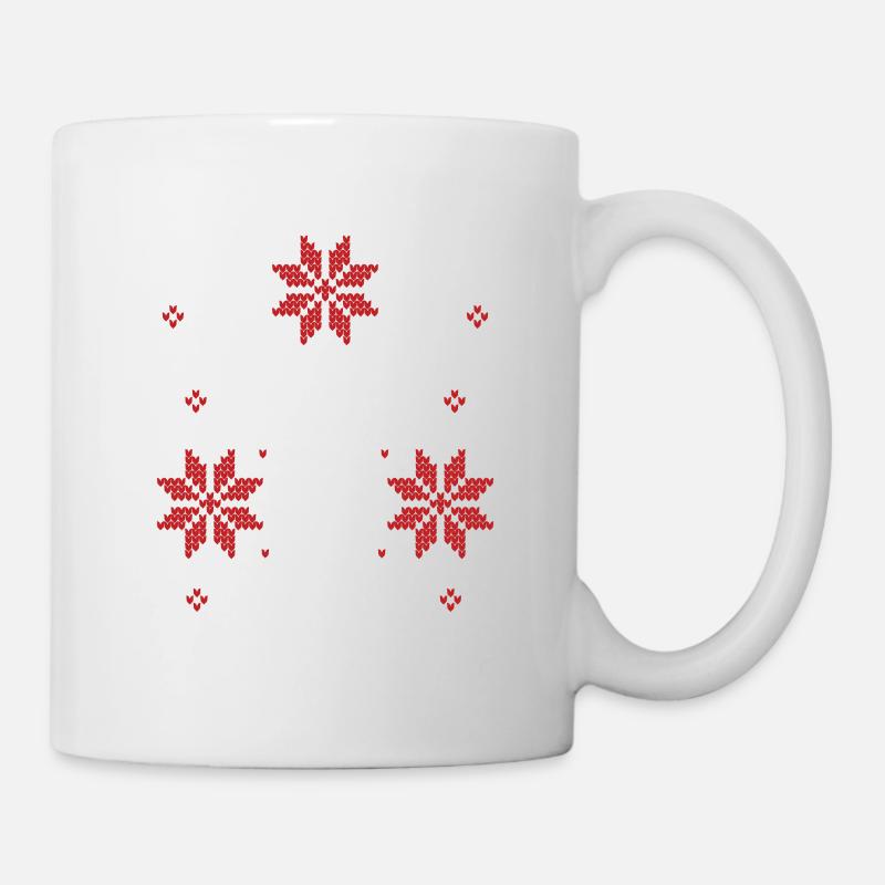 Festlicher Hirsch & Schneeflocken Hässlicher Weihnachtspullover - Tasse - Weiß