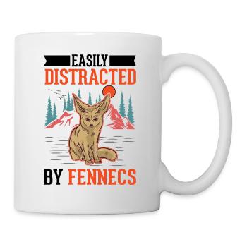 Easily distracted by Fennecs Fennek Wüstenfuchs - Tasse - Weiß - Rechts