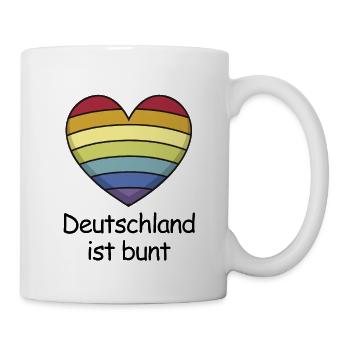 Deutschland ist bunt Herz in Regenbogen Farben - Tasse - Weiß - Rechts