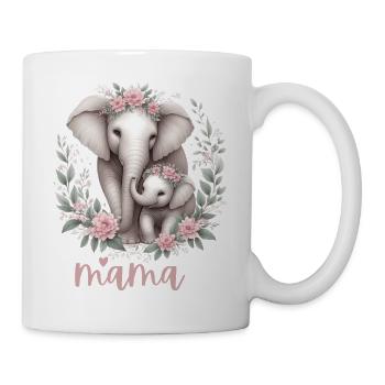 Mama Heart Floral Wreath Elephant Baby Shower - Tasse - Weiß - Rechts