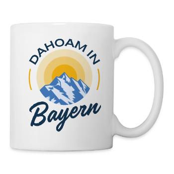 Bayern Dahoam Heimat Bayerisch Boarisch Berge - Tasse - Weiß - Rechts
