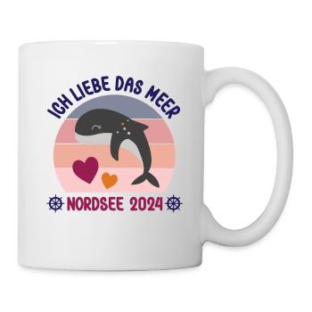 Nordsee Urlaub 2024 Ich liebe das Meer Wale - Tasse - Weiß - Rechts