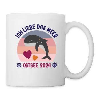 Ostsee Urlaub 2024 Ich liebe das Meer Rettet Wale - Tasse - Weiß - Rechts