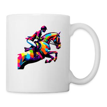 Pop Art Reitpferde Reiterpferd Pferd - Tasse - Weiß - Rechts