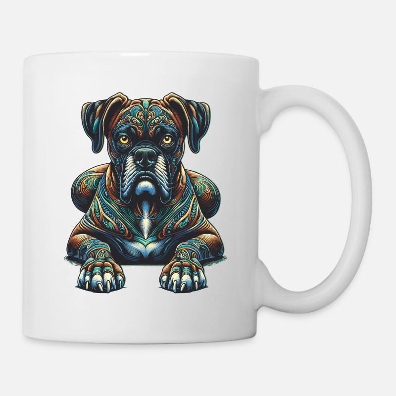 Mandala Art Boxer chien Boxers - Mug blanc - blanc