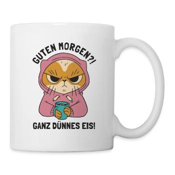Guten Morgen Ganz Dünnes Eis Kätzchen Hauskatze - Tasse - Weiß - Rechts