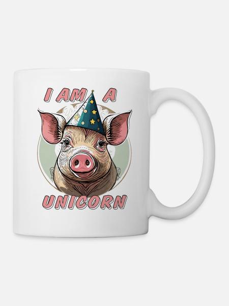 Schwein Karneval I AM A UNICORN - Tasse - Weiß