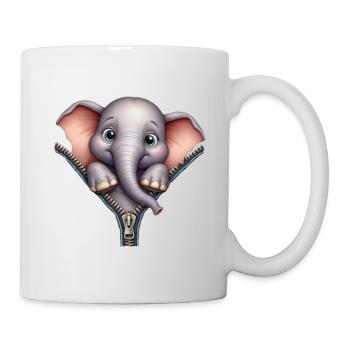 Elefant mit Reißverschluss - Tasse - Weiß - Rechts