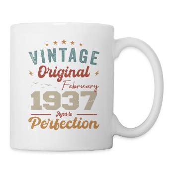 Geboren im Februar 1937 vintage 1937 Geburtstag - Tasse - Weiß - Rechts