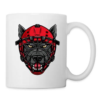 Chien avec masque de hockey sur glace - Mug blanc - blanc - Droite