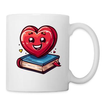 One book and one heart mean: I love books - Mug - white - Right