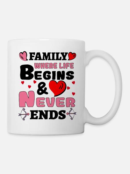 Family Where Life Beginnings & Love Never Ends - Mug - white