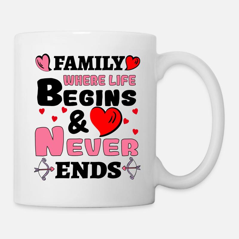 Family Where Life Beginnings & Love Never Ends - Mug - white