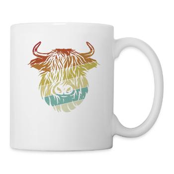 Retro Highland Cow Highland génisse éleveur - Mug blanc - blanc - Droite