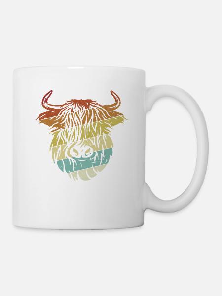Retro Highland Kuh Highland Färse Züchter - Tasse - Weiß