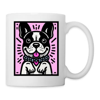 Niedlicher Frenchie - Pink - Tasse - Weiß - Rechts