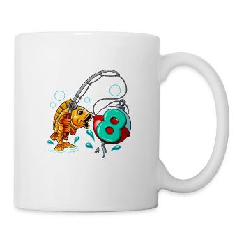 8 Anniversaire Pêcheur à la ligne - Mug blanc - blanc - Droite