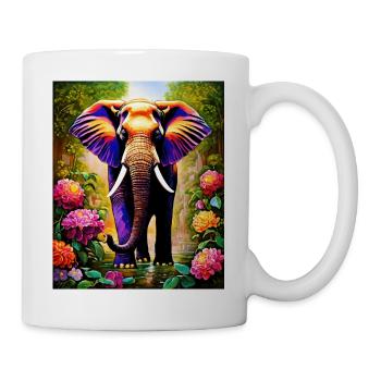 Elefant im Blütenmeer des Flussbetts - Tasse - Weiß - Rechts
