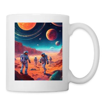 Astronauten auf dem Mars: Digitale Illustration - Tasse - Weiß - Rechts