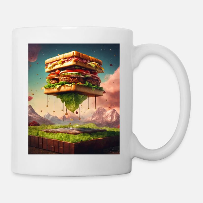 3D Burgerwürfel: Digitale Kunst - Tasse - Weiß