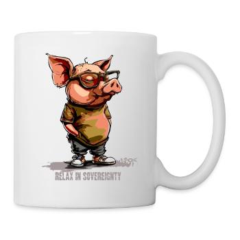 Entspanntes Souveränes Schwein - Tasse - Weiß - Rechts