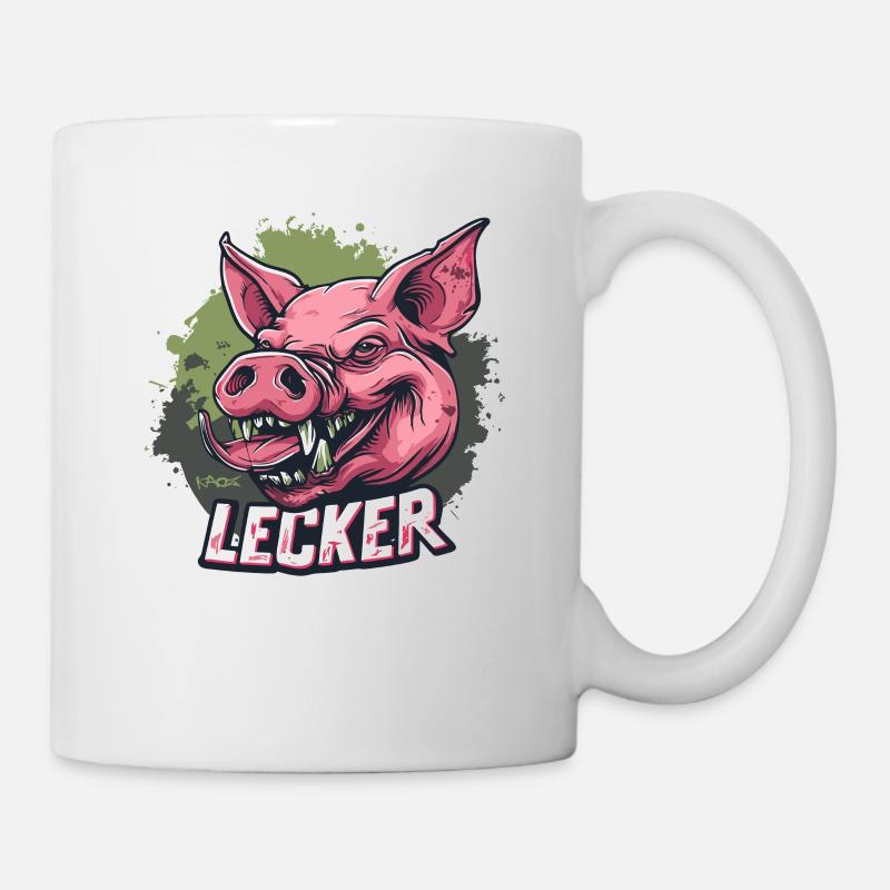 Wurst, Speck und leckerer Schweinekopf Schwein - Tasse - Weiß
