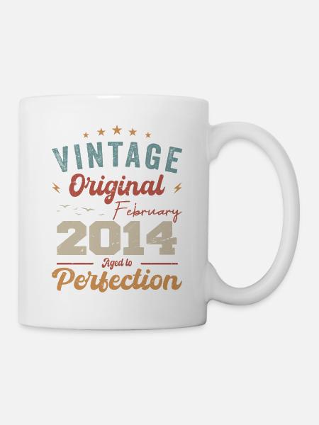 Geboren im Februar 2014 vintage 2014 Geburtstag - Tasse - Weiß