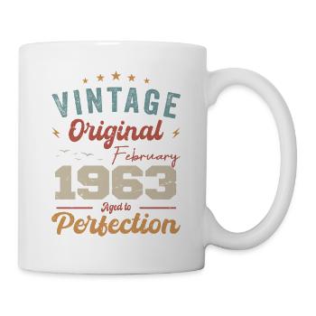 Date de naissance : février 1963, millésime 1963 - Mug blanc - blanc - Droite