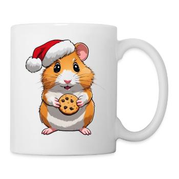 Hamster mit Keks , Süßer Hamster , Weihnachten - Tasse - Weiß - Rechts