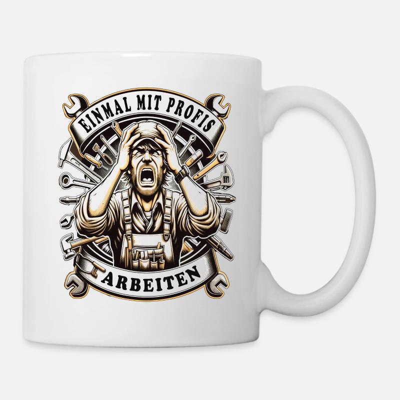 Une fois que j’ai travaillé avec des professionnels, drôle d’artisan - Mug blanc - blanc