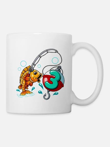 3 Geburtstag Angler Angeln - Tasse - Weiß