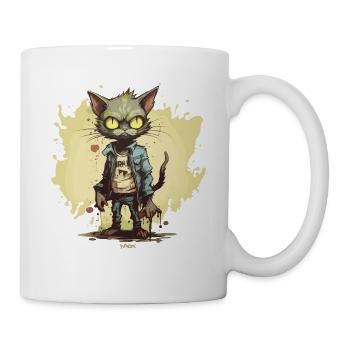 Mode stylée : chat zombie - Mug blanc - blanc - Droite