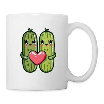Gurke Paar Liebe Herz Valentinstag - Tasse - Weiß - Rechts
