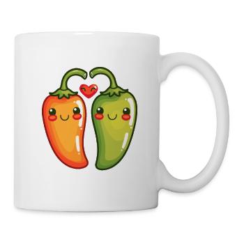 Couple de piment amour coeur Saint-Valentin - Mug blanc - blanc - Droite