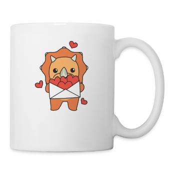 Tricératops pour la Saint-Valentin : animaux mignons avec des cœurs - Mug blanc - blanc - Droite