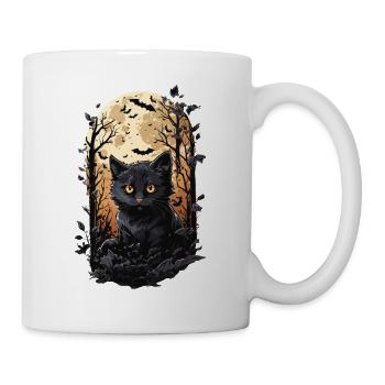 Katze Vollmond Halloween Zauber magische Katzen - Tasse - Weiß - Rechts