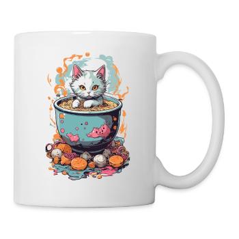 Cute Cat Ramen Otaku Noodle Soups Aesthetic - Mug - white - Right