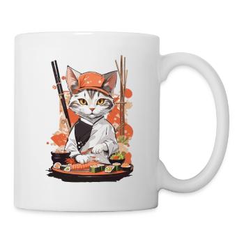 Kawaii Sushi Master Cat Japon Esthétique alimentaire - Mug blanc - blanc - Droite