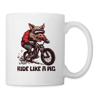 Roulez comme un cochon, vététiste - Mug blanc - blanc - Droite