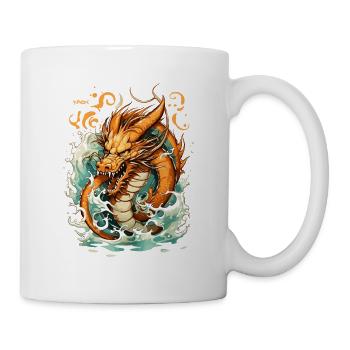 Ein chinesischer goldener Tattoo Drache - Tasse - Weiß - Rechts