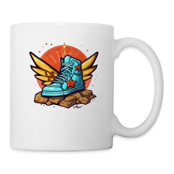 Sneaker-Fan im Sneaker-Himmel mit Flügeln - Tasse - Weiß - Rechts