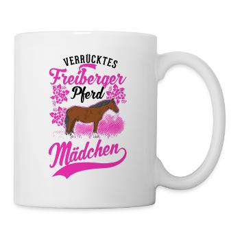 Verrücktes Freiberger Pferd Mädchen - Tasse - Weiß - Rechts