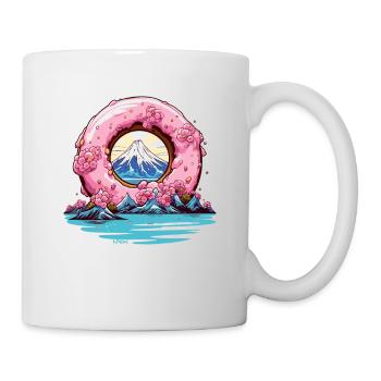 Japan Sakura Blüten am Berg Fuji Donut - Tasse - Weiß - Rechts