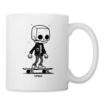 Fashionable skeleton skull: skateboard skateboarder - Mug - white - Right