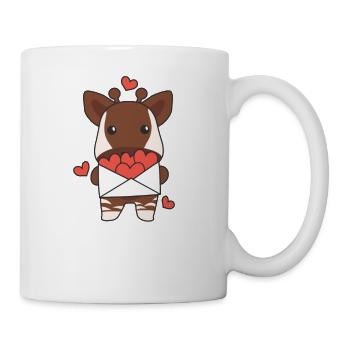 Okapi zum Valentinstag süße Tiere mit Herzen - Tasse - Weiß - Rechts