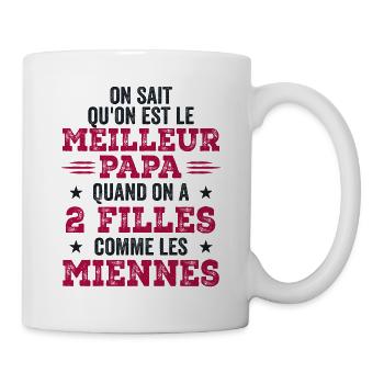 Meilleur Papa de Deux Filles - Mug blanc - blanc - Droite